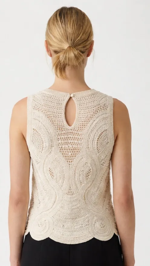Top Sin Manga de Crochet para Mujer — EF-W-1180