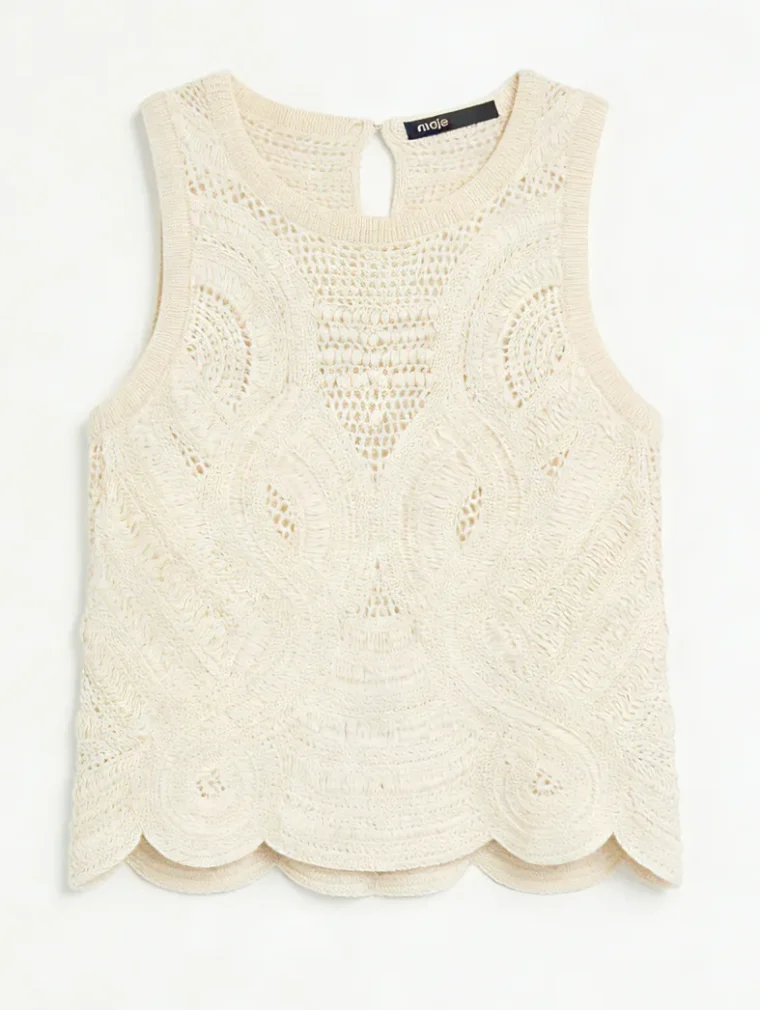 Top Sin Manga de Crochet para Mujer — EF-W-1180
