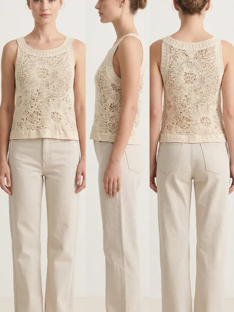Women’s sleeveless crochet top — EF-W-1175