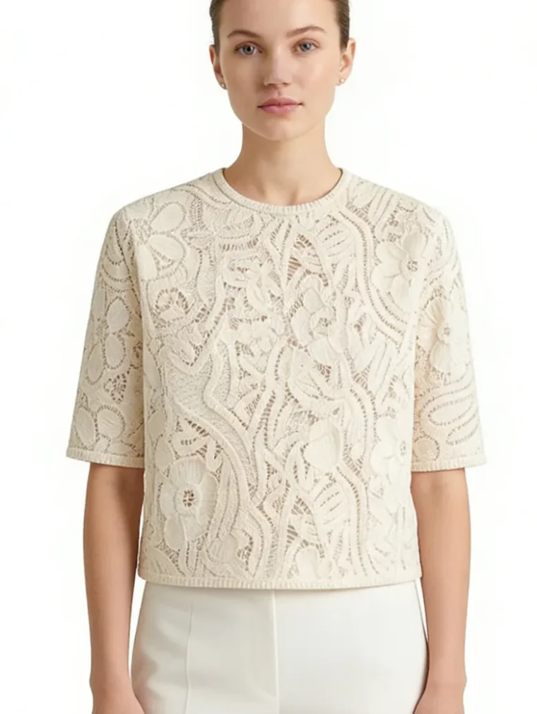 Women’s short-sleeve crochet top — EF-W-1101