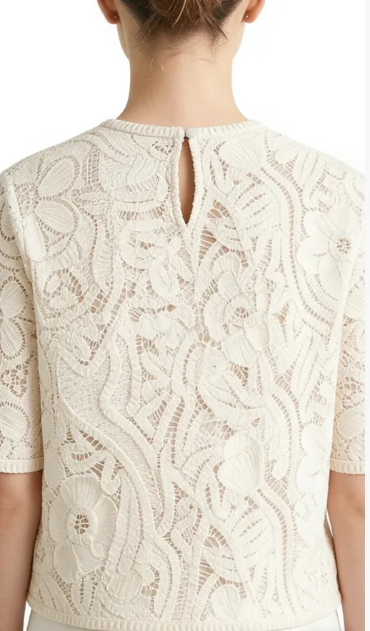 Women’s short-sleeve crochet top — EF-W-1101