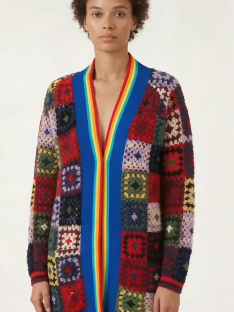 Cárdigan de Manga Larga de Crochet para Mujer — EF-W-1165