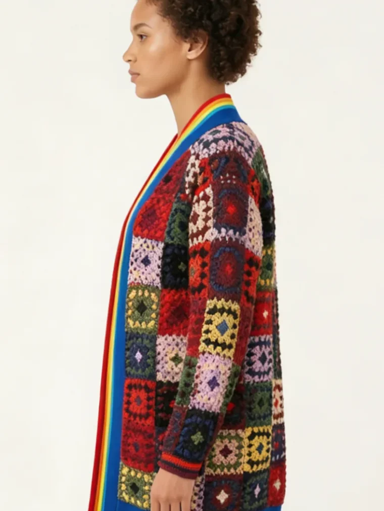 Cárdigan de Manga Larga de Crochet para Mujer — EF-W-1165