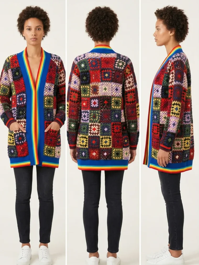 Cárdigan de Manga Larga de Crochet para Mujer — EF-W-1165
