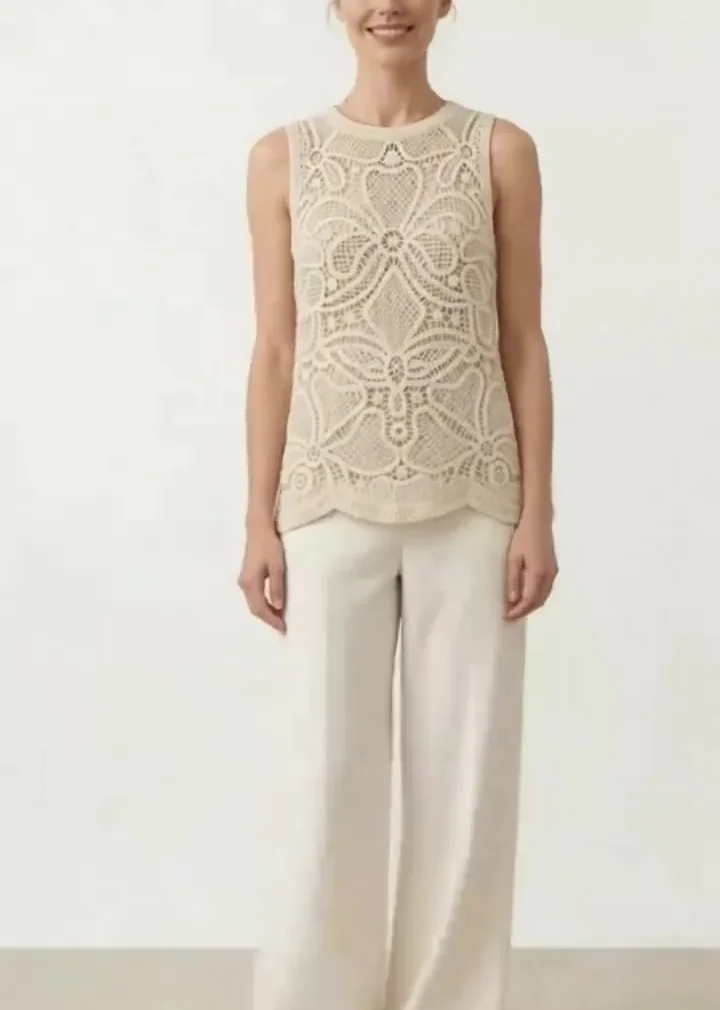Top Sin Manga de Crochet para Mujer — EF-W-1176