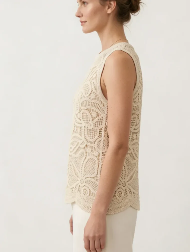 Top Sin Manga de Crochet para Mujer — EF-W-1176