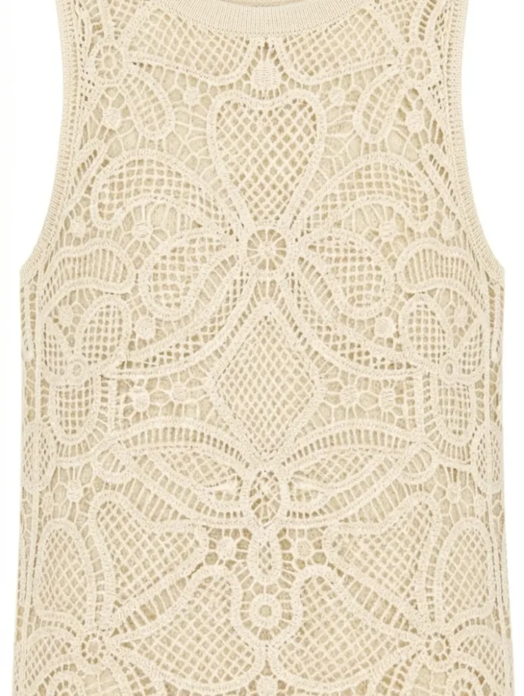 Top Sin Manga de Crochet para Mujer — EF-W-1176