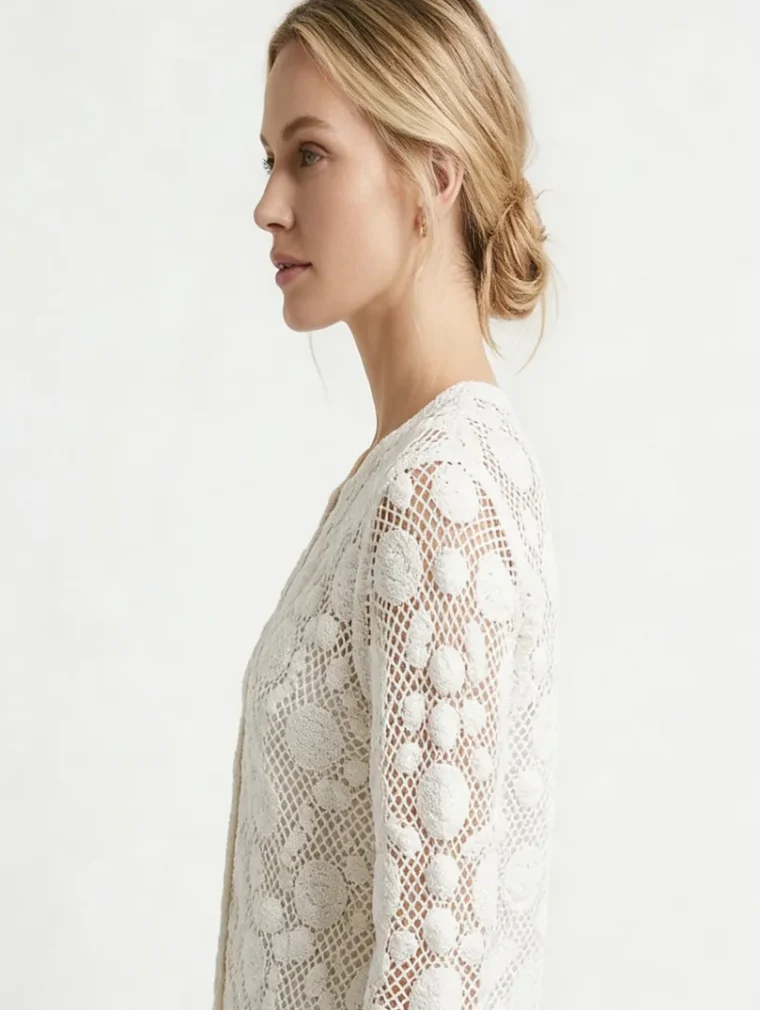 Women’s long-sleeve crochet top — EF-W-1150