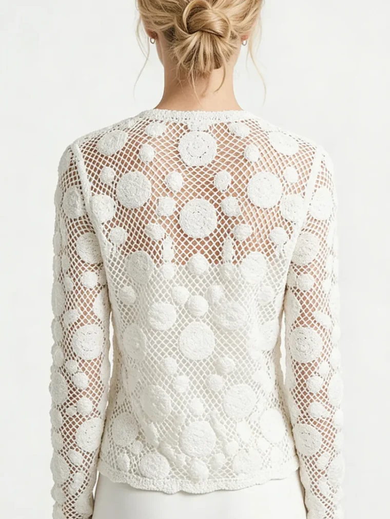 Women’s long-sleeve crochet top — EF-W-1150