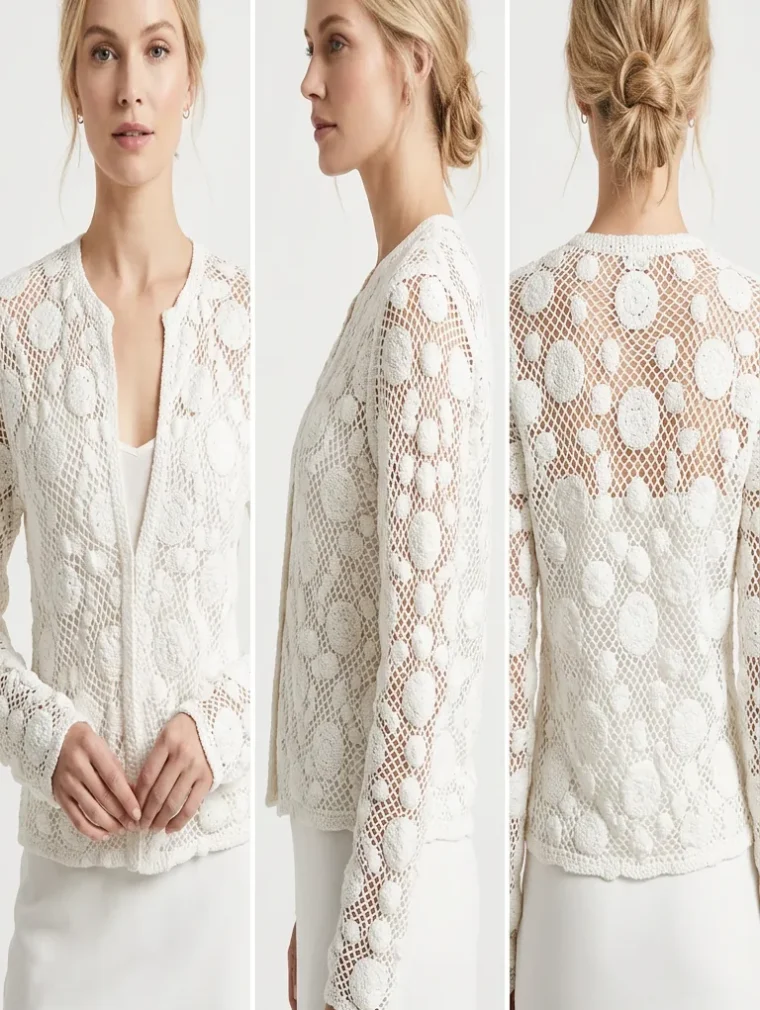 Women’s long-sleeve crochet top — EF-W-1150