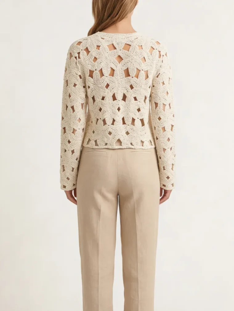 Women’s long-sleeve crochet shirt — EF-W-1163