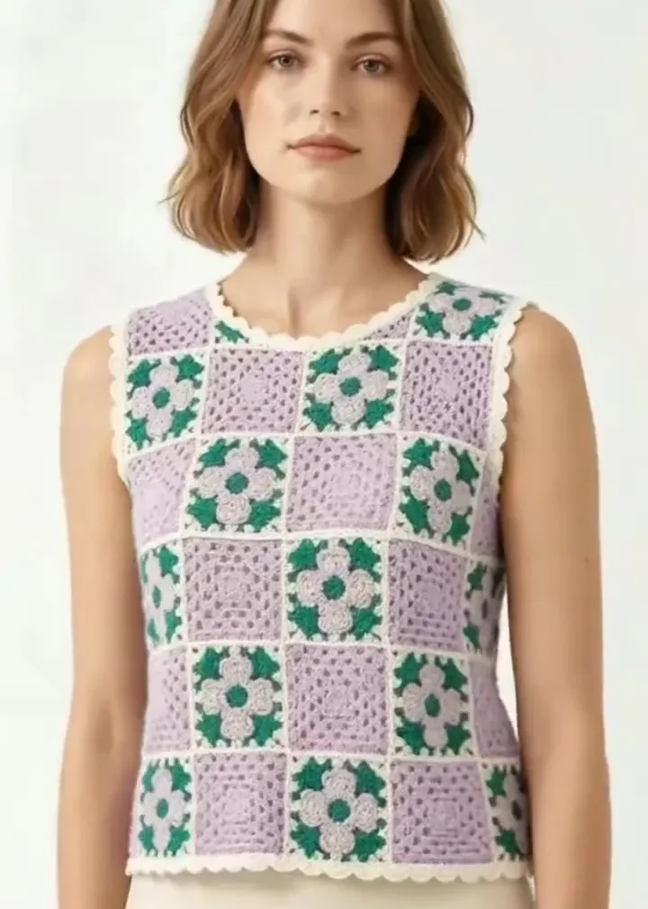 Top Sin Manga de Crochet para Mujer — EF-W-1400
