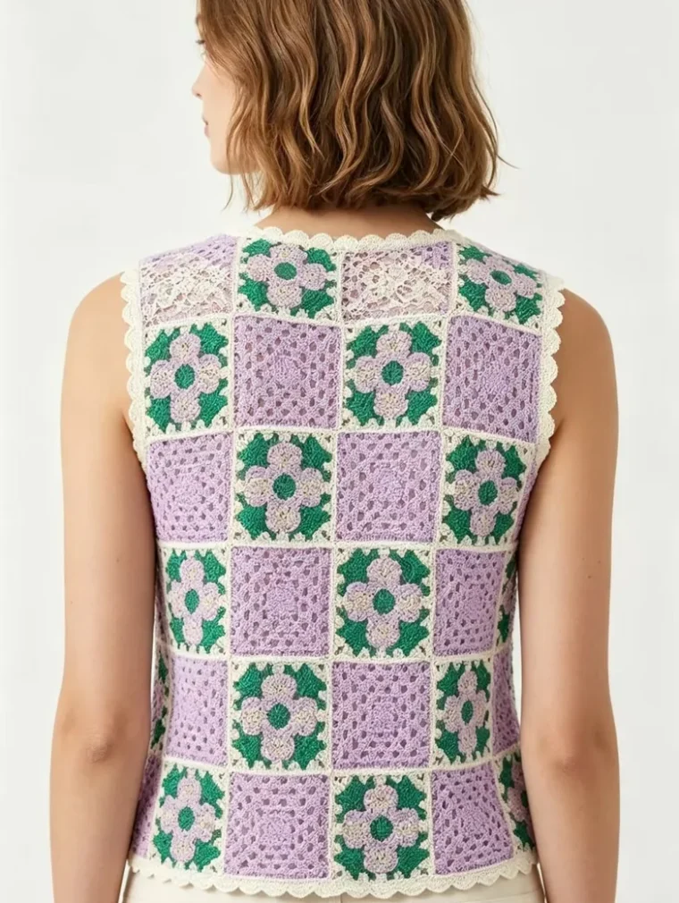 Top Sin Manga de Crochet para Mujer — EF-W-1400