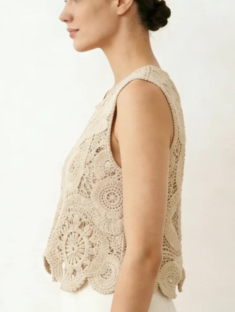 Top Sin Manga de Crochet para Mujer — EF-W-1121