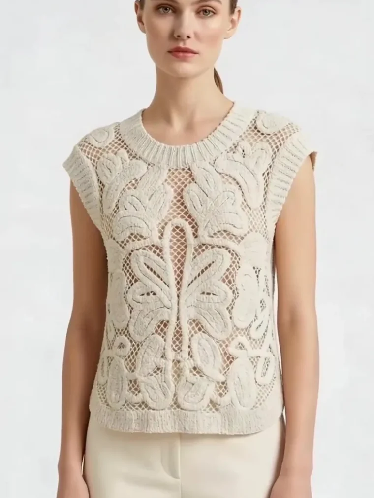Women’s sleeveless crochet top — EF-W-1352