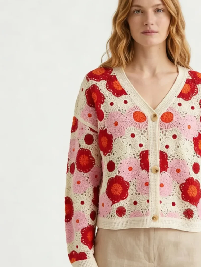 Women’s long-sleeve crochet shirt — EF-W-1162