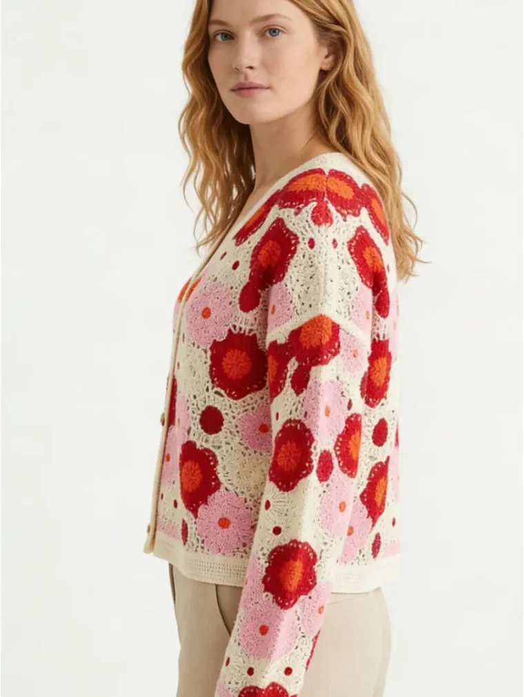 Women’s long-sleeve crochet shirt — EF-W-1162