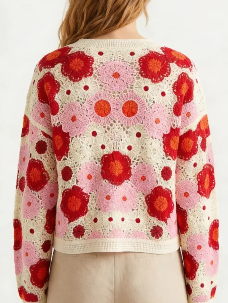Women’s long-sleeve crochet shirt — EF-W-1162