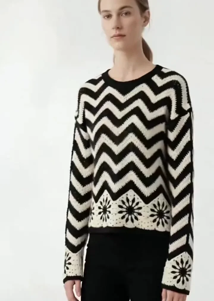 Women’s long-sleeve crochet top — EF-W-1198