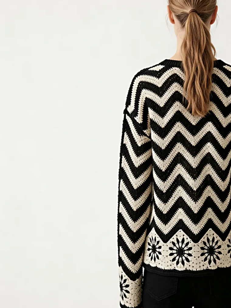 Women’s long-sleeve crochet top — EF-W-1198