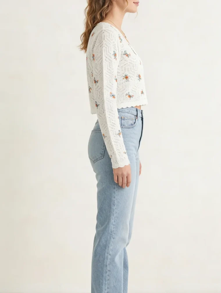 Women’s long-sleeve crochet top — EF-W-1504