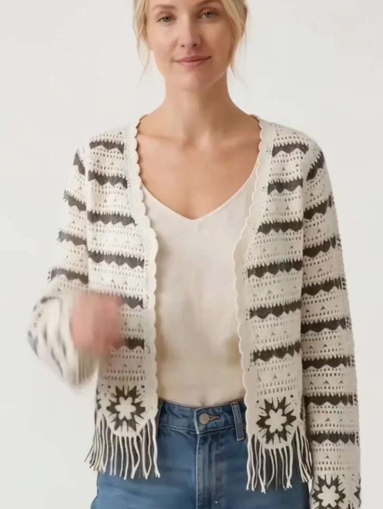 Women’s long-sleeve crochet shirt — EF-W-1219