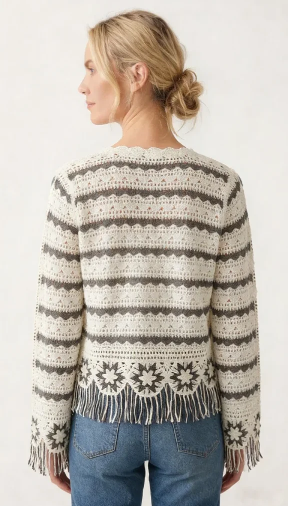 Women’s long-sleeve crochet shirt — EF-W-1219