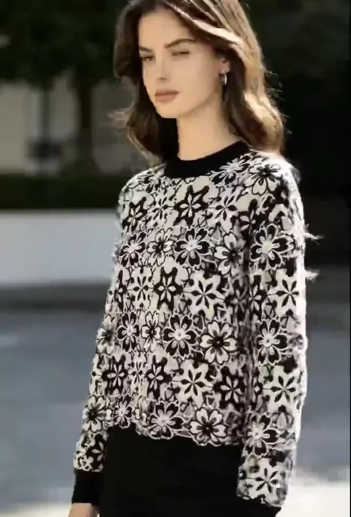 Women’s long-sleeve crochet shirt — EF-W-1262