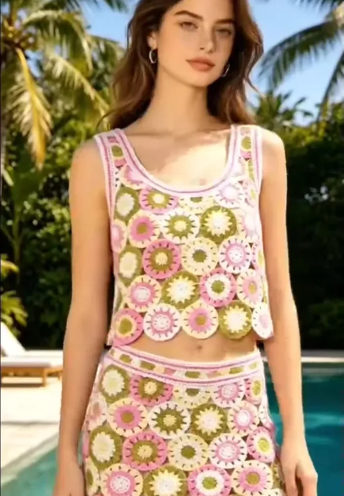Top Corto de Crochet para Mujer — EF-W-1470