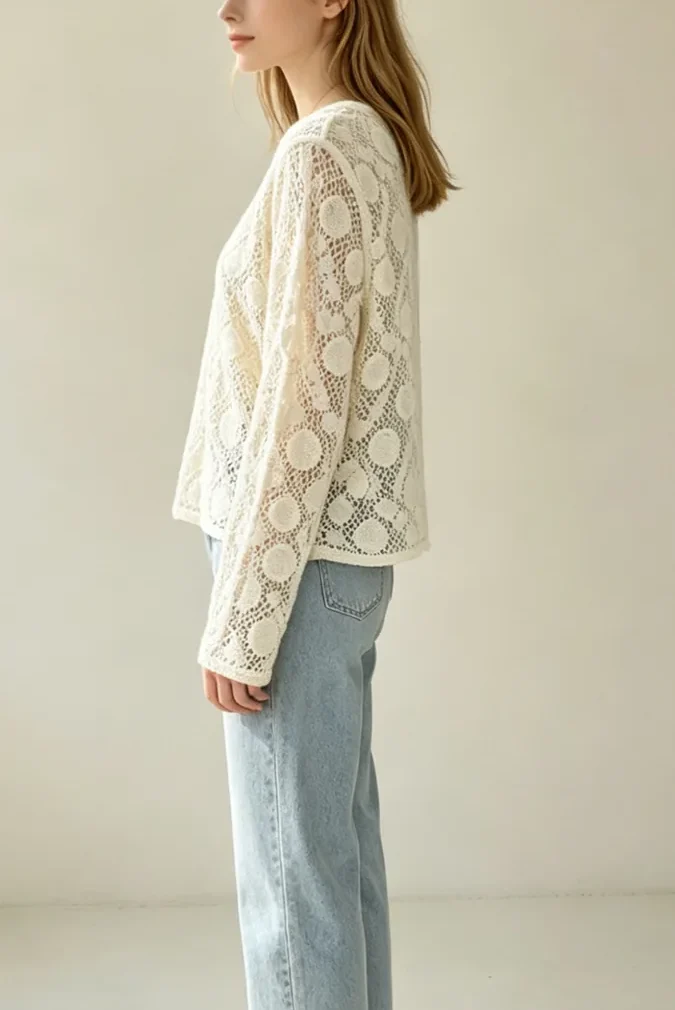 Women’s Crochet Short-Sleeve Top — EF-W-1332