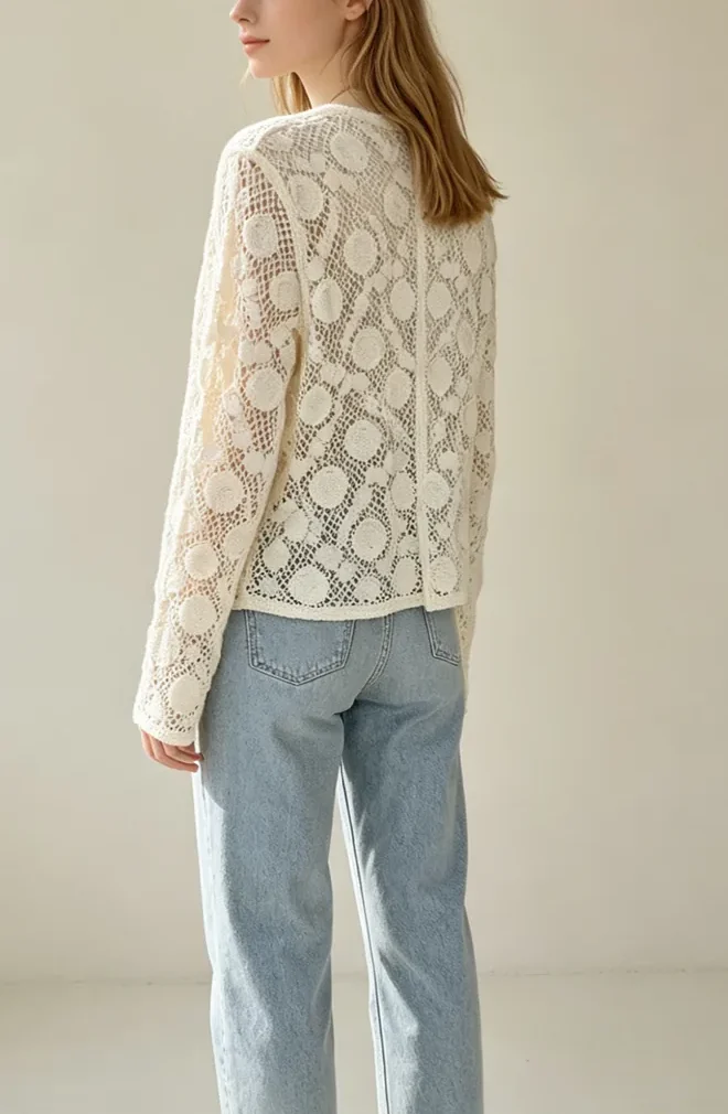 Women’s Crochet Short-Sleeve Top — EF-W-1332