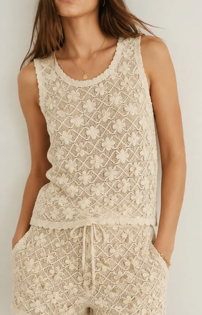 Women's sleeveless crochet outfit (L54 / B48) — EF-W-1213