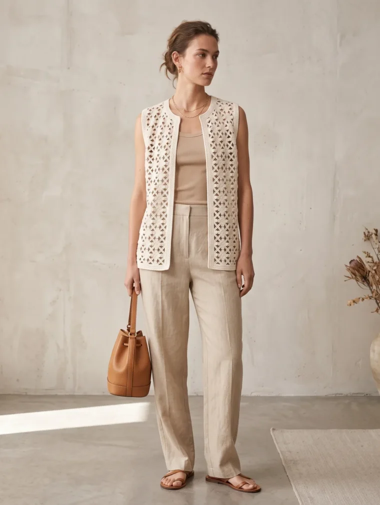 Women's sleeveless crochet tank (L49 / B40) — EF-W-1615