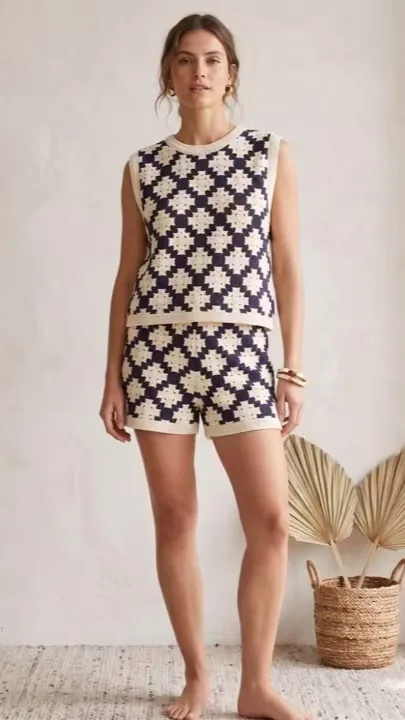 Women's sleeveless crochet outfit (L54 / B48) — EF-W-1159