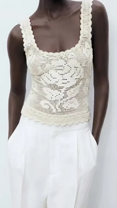 Women's sleeveless crochet top (L49 / B40) — EF-W-1616