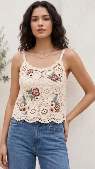Women's sleeveless crochet top (L49 / B40) — EF-W-1618