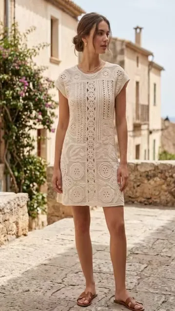 Women's crochet mini dress (L76 / B46) — EF-W-1674