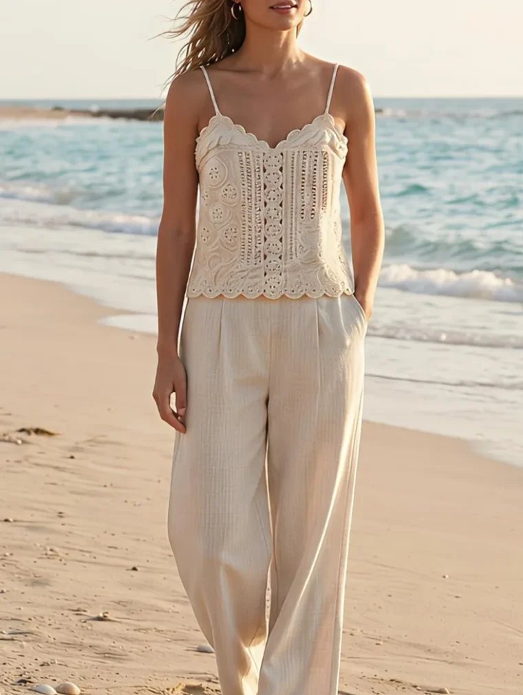Women's sleeveless crochet top (L49 / B40) — EF-W-1390