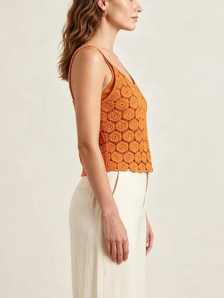 Women's sleeveless crochet top (L49 / B40) — EF-W-1391