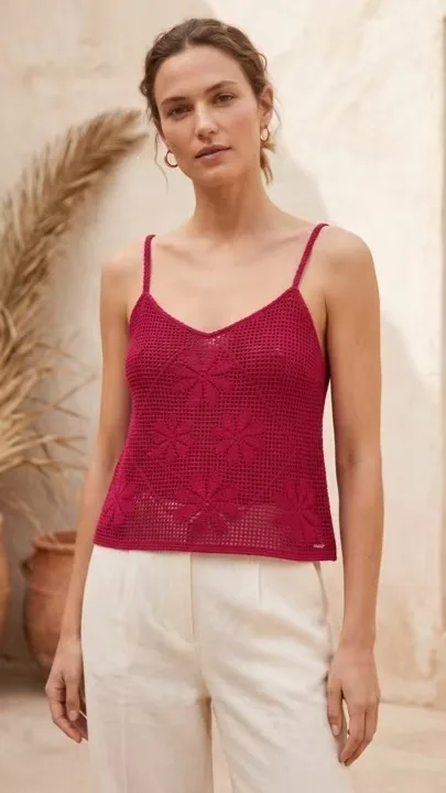 Women's sleeveless crochet top (L49 / B40) — EF-W-1624