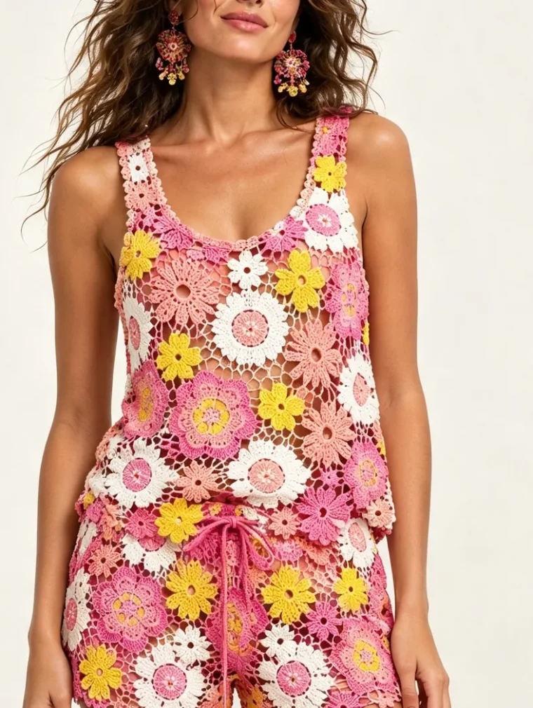 Women's sleeveless crochet outfit (L54 / B48) — EF-W-1515
