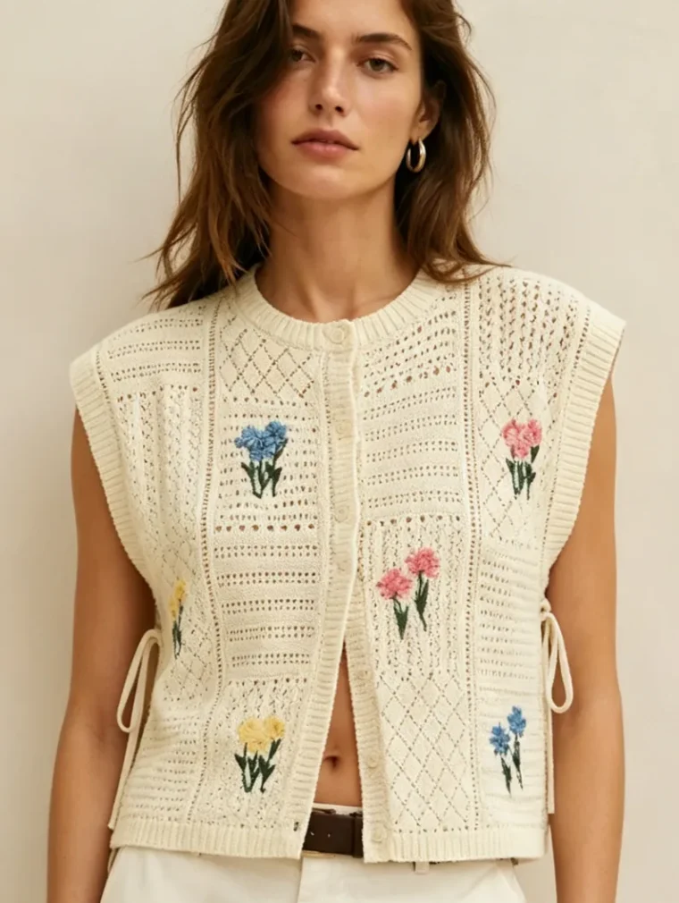 Women's sleeveless crochet top (L49 / B40) — EF-W-1634