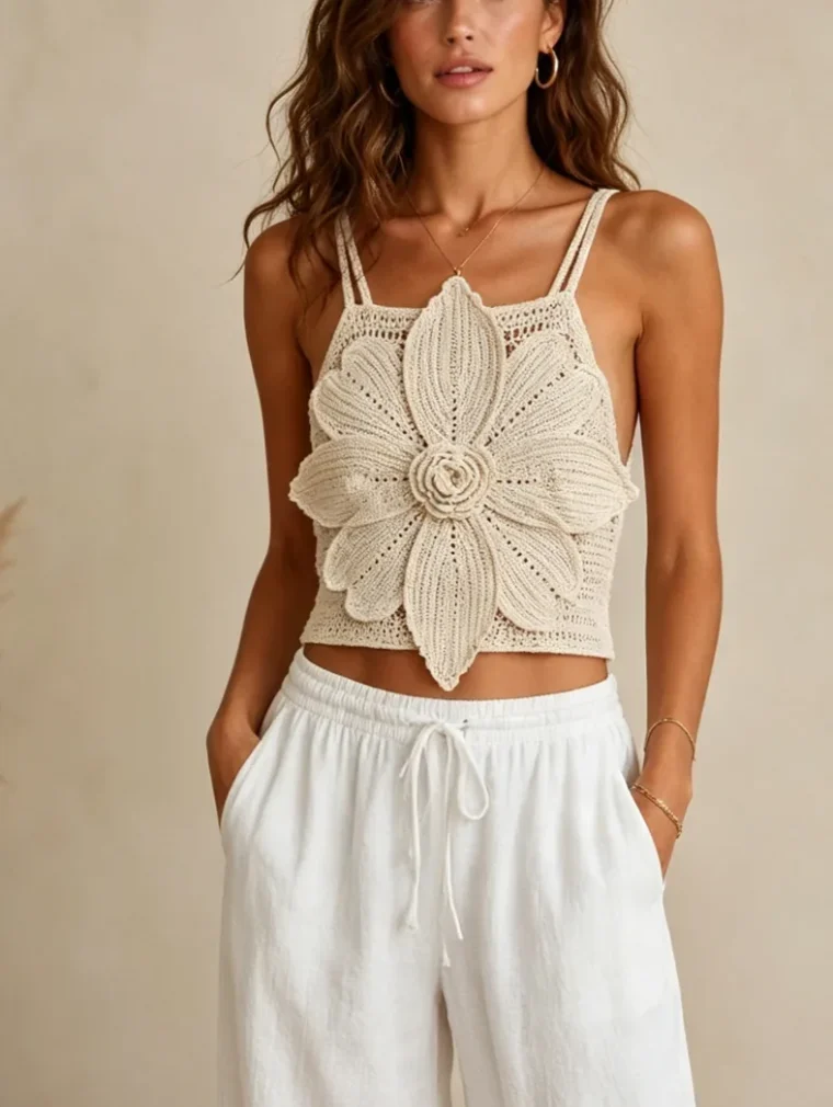 Women's sleeveless crochet top (L49 / B40) — EF-W-1635