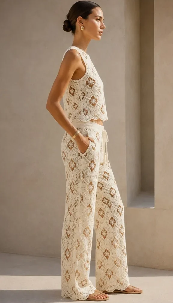 Women's sleeveless crochet outfit (L53 / B47) — EF-W-1160