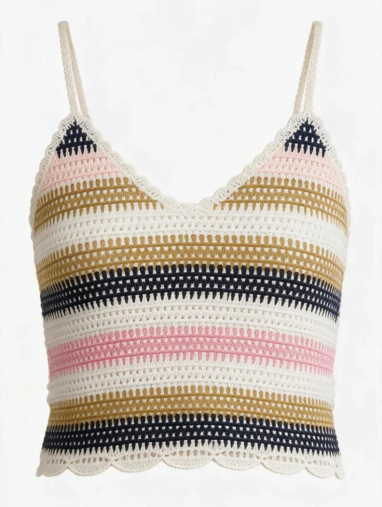 Women's short-sleeve crochet top (L56 / B55) — EF-W-1171