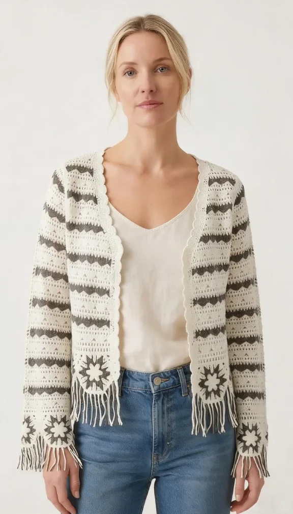 Women's long-sleeve crochet shirt (L45 / B46) — EF-W-1219