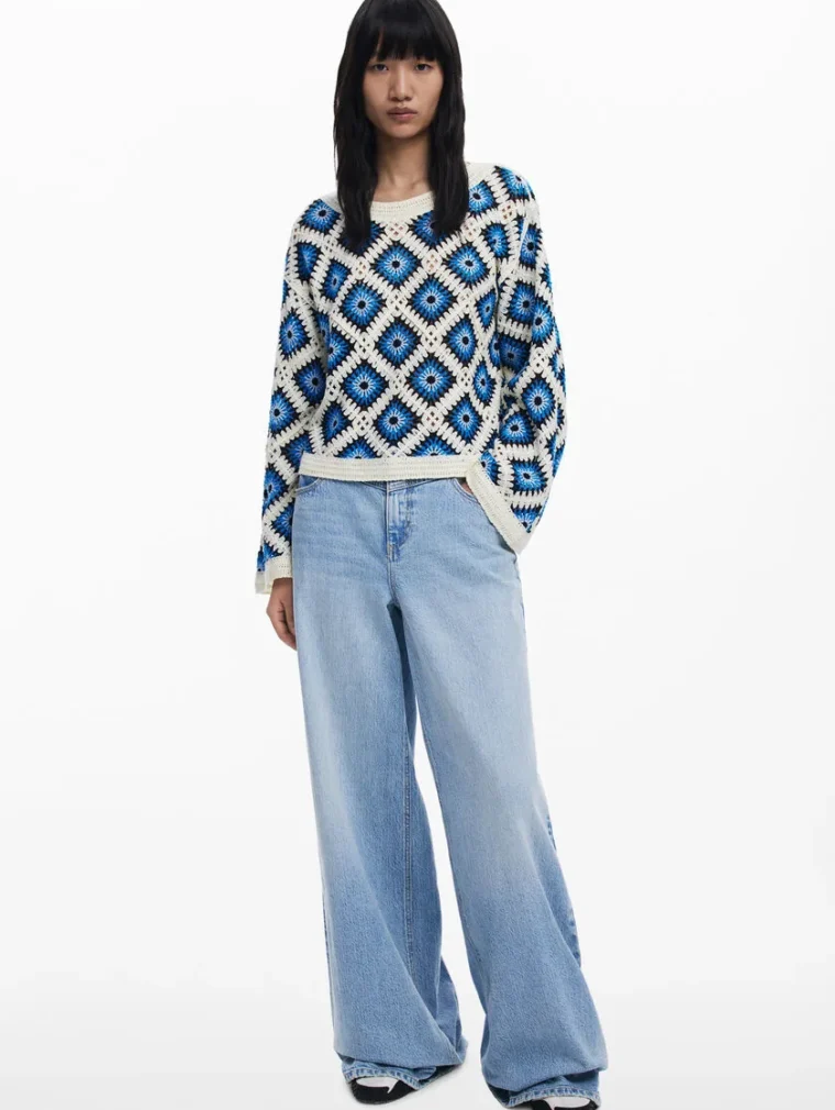 Women's Crochet Long-Sleeve Top (L44 / B50) — EF-W-1112