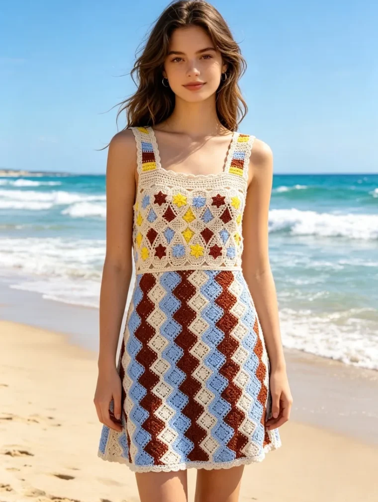 Women's crochet mini dress (L85 / B43) — EF-W-1438