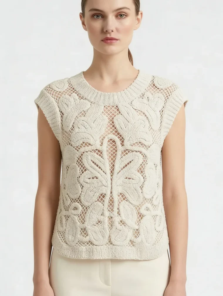 Women's sleeveless crochet top (L58 / B54) — EF-W-1352