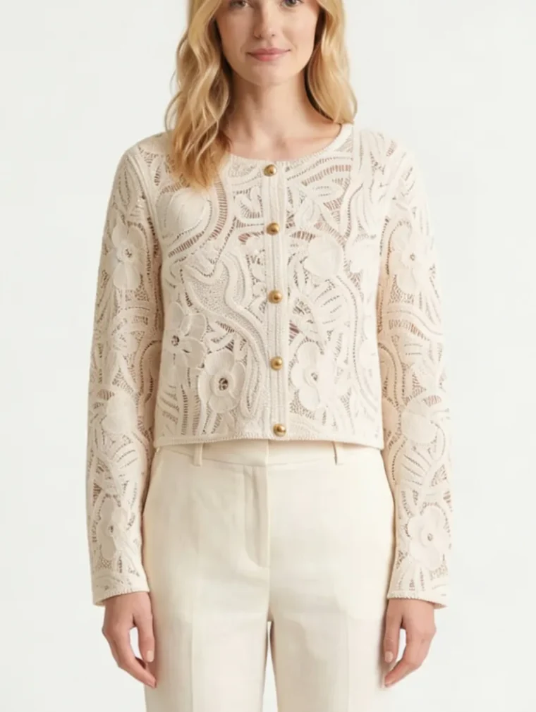 Women's long-sleeve crochet shirt (L54 / B48) — EF-W-1151